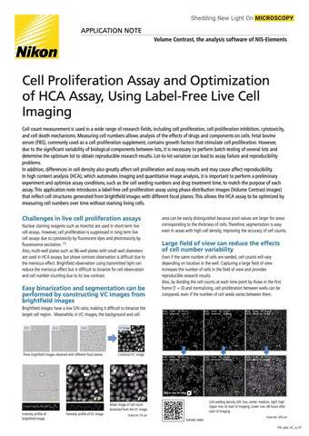 Cell Growth Assay Using Volume Contrast 2108E b043d2b295ef57929ca14a8b6cb20560